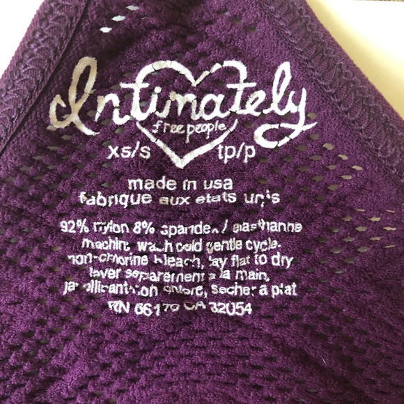 Free People Intimately Racerback Bralette Burgundy S/XS - Picture 3 of 3